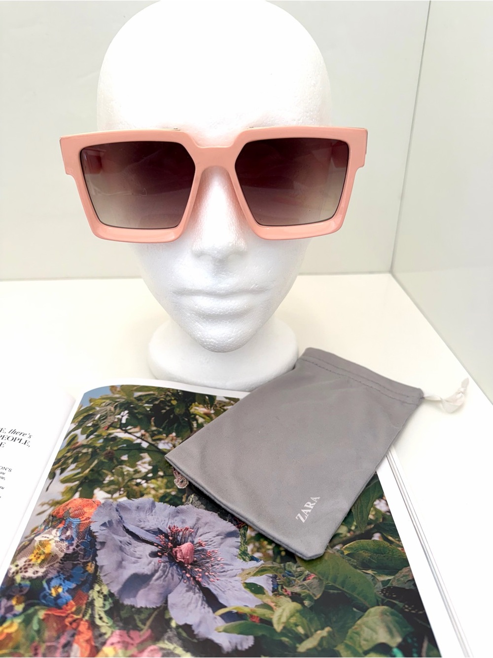 Pink Square Women's Sunglasses with Gradient Lenses & Gold Detail